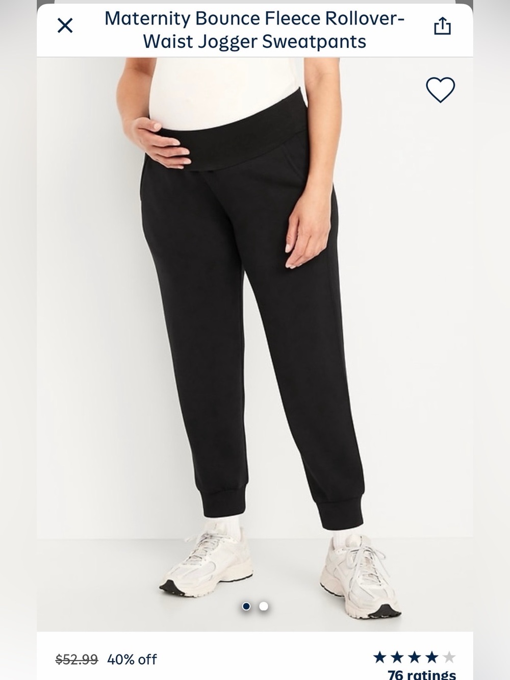 Old Navy Maternity Bounce Fleece Rollover Waist Jogger Sweatpant XL Black